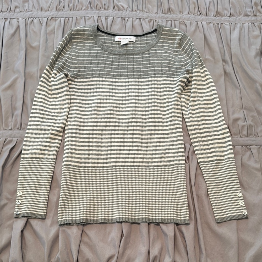 Liz Claiborne Women's Striped Gray Sweater